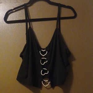 Elegant Black Heart-Accent Top